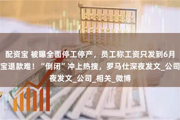 配资宝 被曝全面停工停产，员工称工资只发到6月，召回充电宝退款难！“倒闭”冲上热搜，罗马仕深夜发文_公司_相关_微博