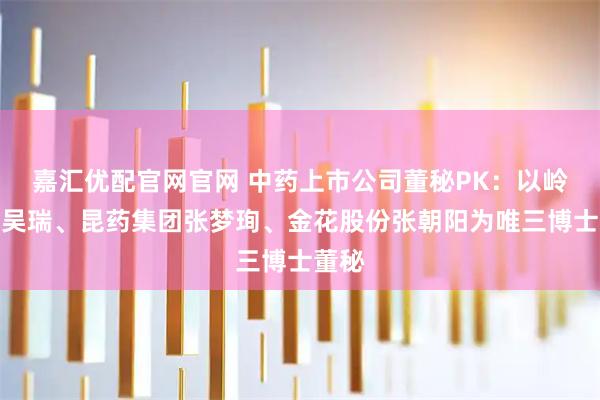 嘉汇优配官网官网 中药上市公司董秘PK：以岭药业吴瑞、昆药集团张梦珣、金花股份张朝阳为唯三博士董秘