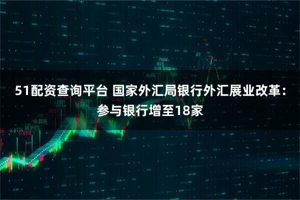 51配资查询平台 国家外汇局银行外汇展业改革：参与银行增至18家