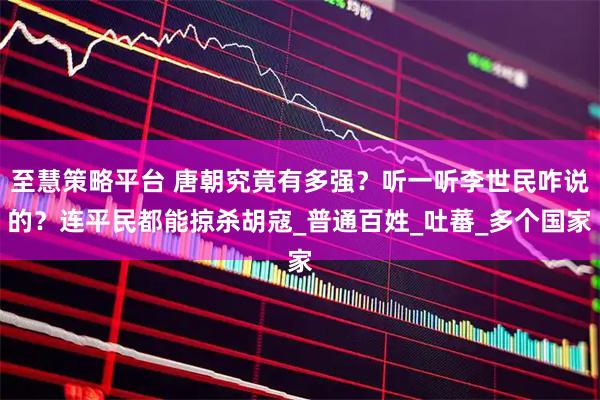 至慧策略平台 唐朝究竟有多强？听一听李世民咋说的？连平民都能掠杀胡寇_普通百姓_吐蕃_多个国家