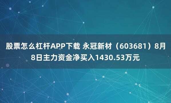 股票怎么杠杆APP下载 永冠新材（603681）8月8日主力资金净买入1430.53万元